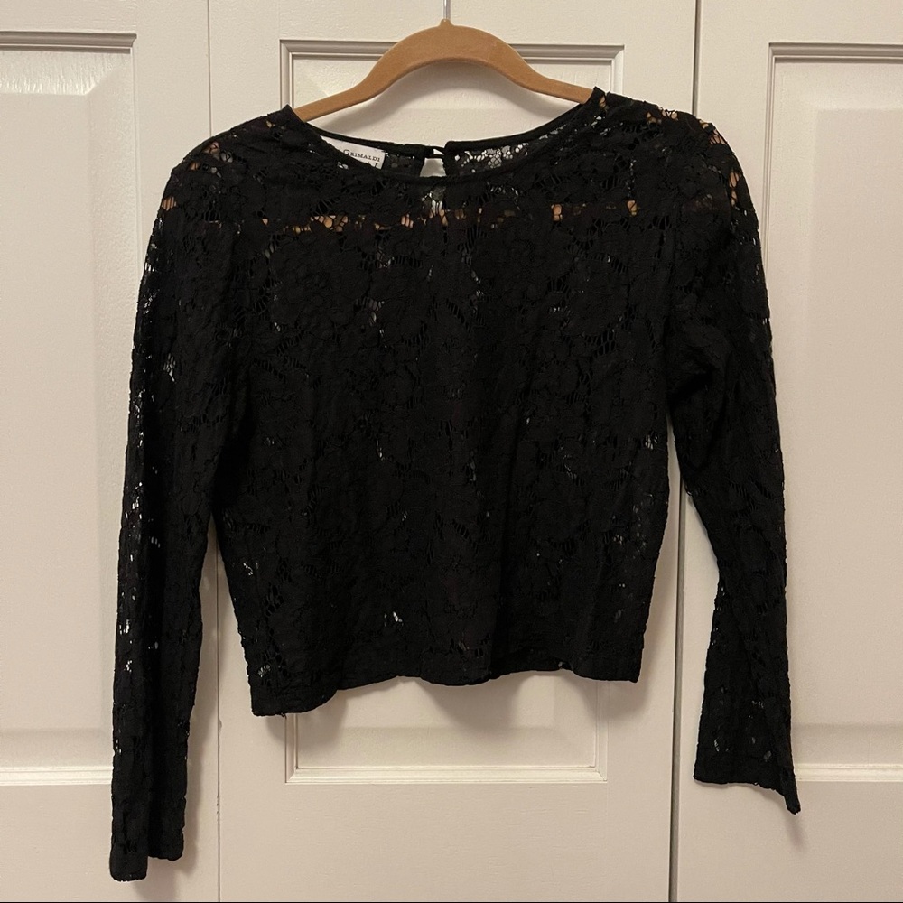 Karina Grimaldi Black Lace Long Sleeve Top